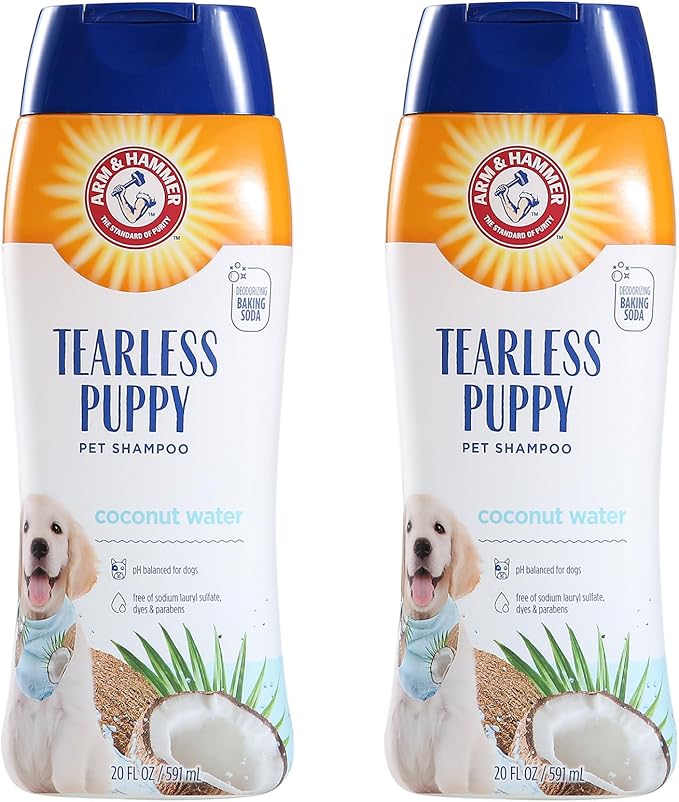 Arm & Hammer for Pets Tearless Puppy Shampoo | Gentle & Effective Tearless Shampoo for All Dogs & Puppies | Coconut Water Scent Your Dog Will Love, 20 Ounces - 2 Pack