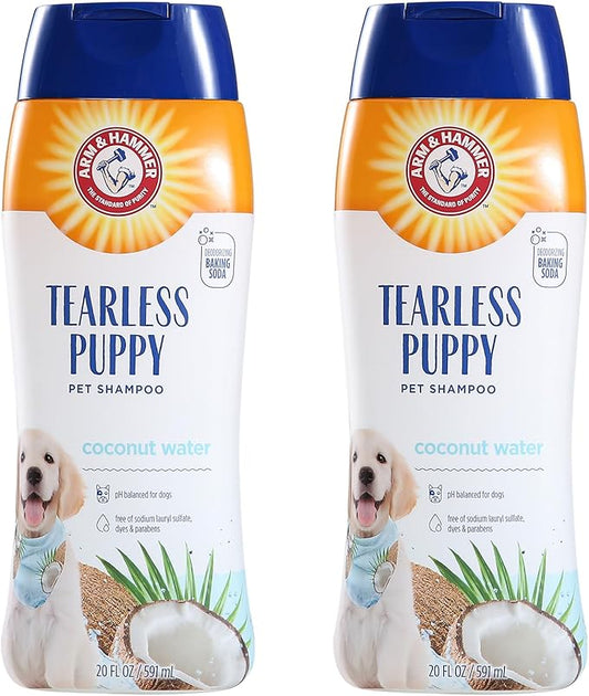 Arm & Hammer for Pets Tearless Puppy Shampoo | Gentle & Effective Tearless Shampoo for All Dogs & Puppies | Coconut Water Scent Your Dog Will Love, 20 Ounces - 2 Pack