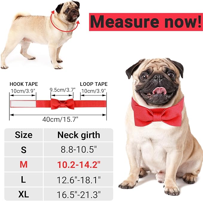 Segarty Dog Bow Ties for Small Medium Dogs, Adjustable Red Bowtie Collar, Durable Cat Neck Tie Tuxedo Comfortable Cotton Girl Pets Grooming Accessories for Formal Wedding Holiday Birthday Valentines