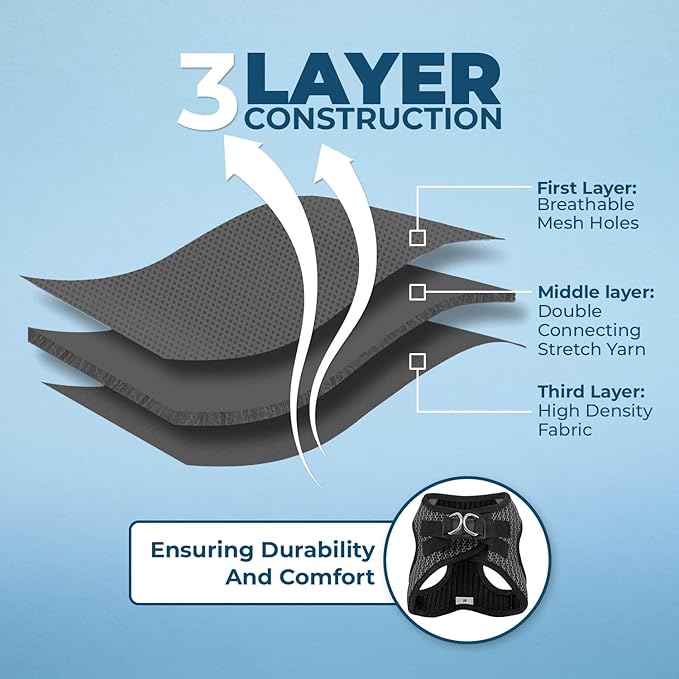 Voyager Step-In Air Dog Harness - All Weather Mesh, Reflective, No Pull Harness for Small, Medium Dogs, Cats - Secure with Hook & Loop Fastener, Buckle, Double D-Rings - Gray 2-Tone, L