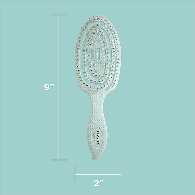 BioSilk for Pets Eco-Friendly Detangling Pin Brush for Dogs in Mint Green | Easy to Hold Ergonomic Handle Dog Brushes, Wet or Dry Dog Hair Brush, Light Blue (FF12806),Gray/Black