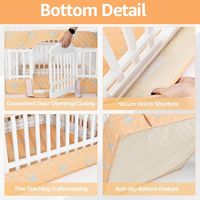 PJYuCien Dog Playpen Bottom Pad and Cover Fits for 36 Inch 4 Panels Exercise Pet Pen, Orange