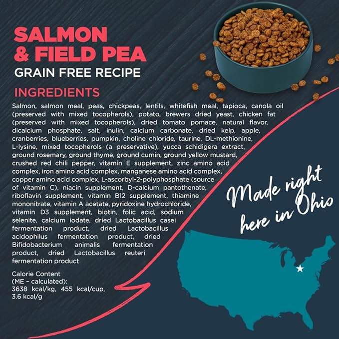 Blackwood Grain Free Dry Dog Food, Salmon & Field Pea Recipe, 10 Pound Bag for All Life Stages, Slow Cooked with Vitamins & Minerals for a Balanced Diet