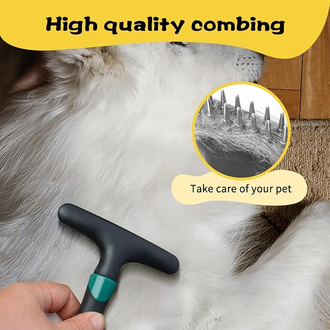 Carpet Restoration, Carpet Rake, Carpet Groomer Rake, Shag Rug Rake, Hair Cleaner Suitable for Rug and Carpet Undercoat Rake Comb, Slicone Handle Deshedding Brush for Dogs (Green)