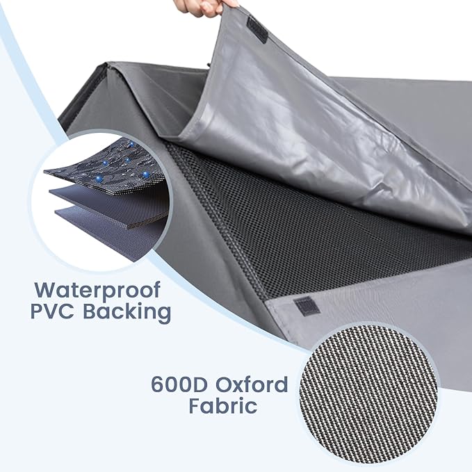 42” Durable Dog House Cover - Waterproof & UV-Resistant 600D Oxford Fabric Canopy for Outdoor Kennels - Cover Only, Fits 36"x30"x44" Houses - Protective Large Breed Shelter Top - Cool Grey