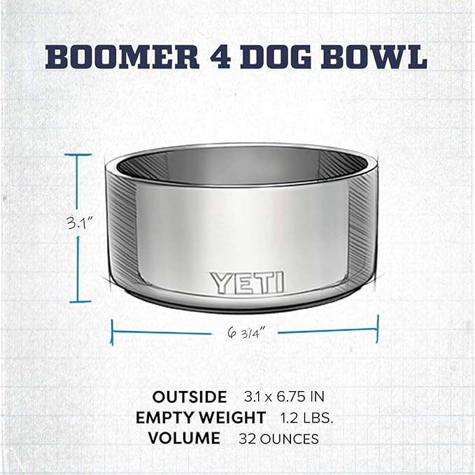 YETI Boomer 4, Stainless Steel, Non-Slip Dog Bowl, Holds 32 Ounces