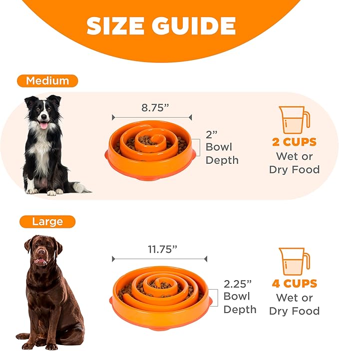 Outward Hound Fun Feeder Slow Bowl in Orange Plastic for Dogs