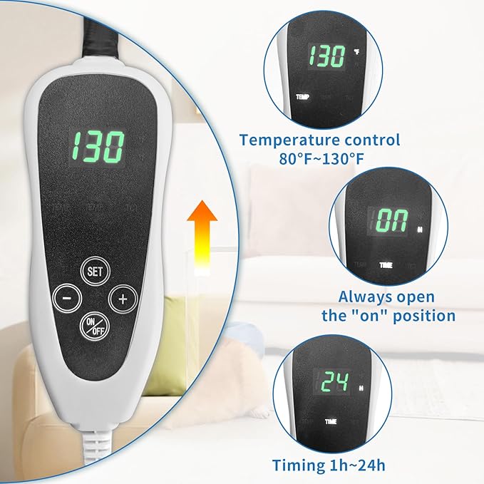 Cat Heating Pad 18x18 in Pet Heating Pad for Cats Waterproof Smart Thermostat Switch, Adjustable Heated Cat Bed, Adding Wire Rope Wires Cat Warming Pad-Blue