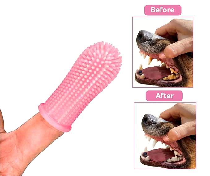3-in-1 Pet Grooming Set - Self-Cleaning Slicker Brush, Deshedding Rake Comb, and Finger Toothbrush for Dogs & Cats | Perfect for Grooming, Dematting, and Dental Care (pink)