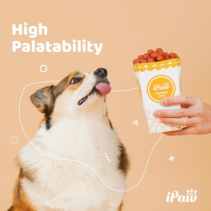 Dog Treats for Puppy Training, All Natural Human Grade Dog Treat, Hypoallergenic, Easy to Digest (Chicken Tots), 3 Packs