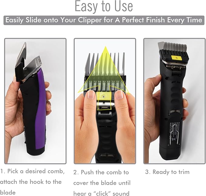 8 Pieces Professional A5 Style Animal Clipper Stainless Steel Color-Coded Snap-on Attachment Guard Guide Combs Set, 1/8"-1" Compatible with Wahl KM Series Oster A5 Andis Detachable Blade Pet Groomers