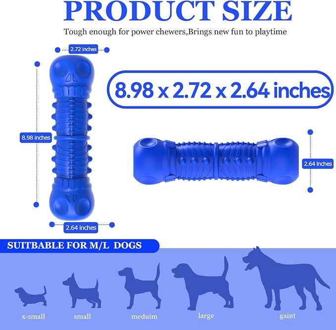 Dog Squeaky Toys for Aggressive Chewers, Durable Dog Chew Toys for Large Medium Breed Dog, Dog Toys, Tough Durable Dogs Toys with Natural Rubber (Bule D, for Larege Dogs)