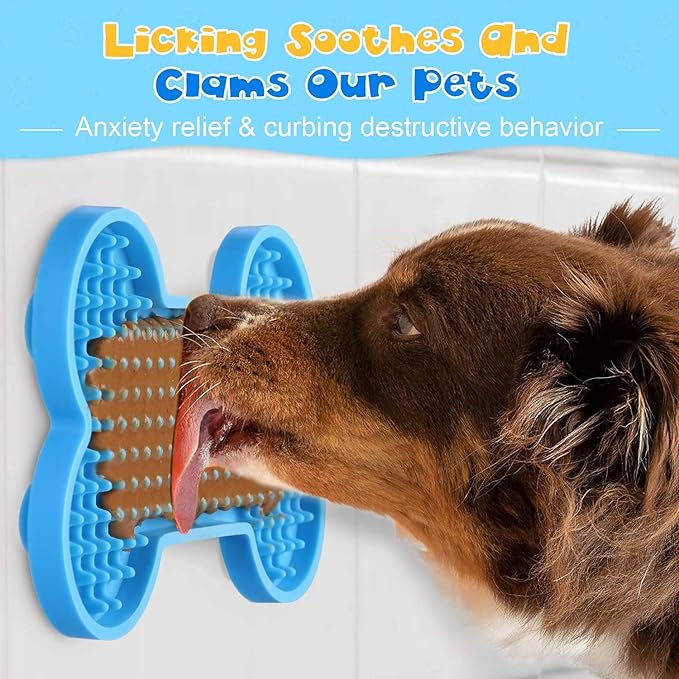Lick Mat for Dogs - 2 Pack Peanut Butter Licking Mats, Slow Feeding Bowl, Tattoo and Anxiety Reducer for Pet Food, Yogurt, Bath, Grooming and Training