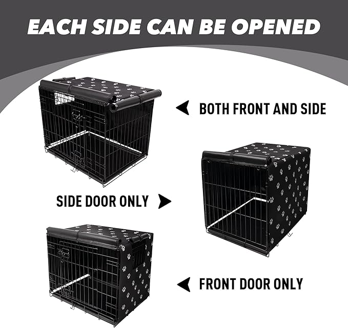Dog Crate Cover Indoor/Outdoor Durable Windproof 600D Oxford Fabric Pet Kennel Cover Fit for 24 30 36 42 48 Inches Wire Dog Crate for Small and Large Dogs-Cover Only (48 Inch (48"x30"x33"))