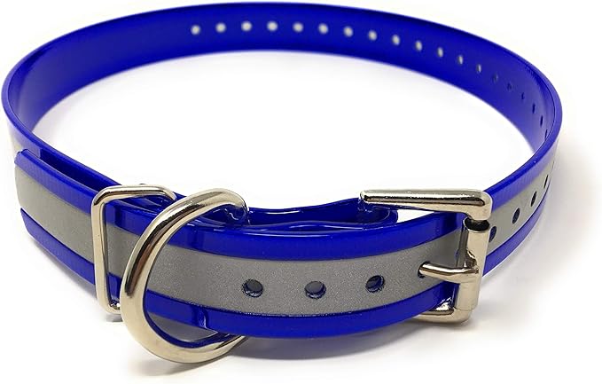 Replacement Strap for Dogtra Collars - 3/4" Wide Ultra-Durable Dog E-Collar Replacement for Training, Bark, Shock, Electric, and GPS Collars - 28" Adjustable Length Reflective Blue