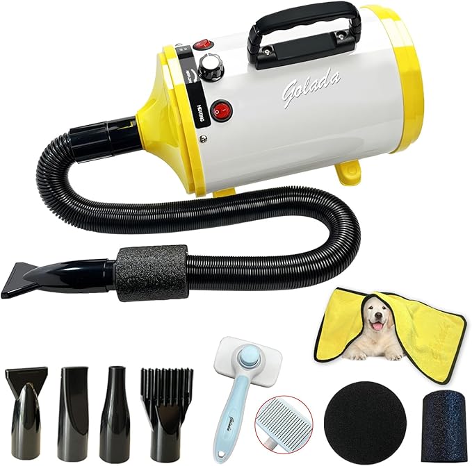 Dog Dryer,Dog Blow Dryer,Dog Hair Dryer,Dog Blow Dryer for Grooming,Dog Hair Dryer Blower for Grooming(Blue) (White Yellow)