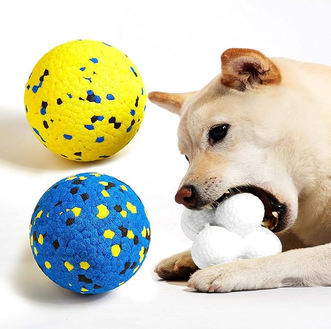 Durable Dog Chew Balls for Aggressive Chewers - Atom Teething Toys for Puppies, Medium and Large Dogs - 3 Pack