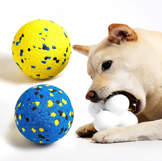 Durable Dog Chew Balls for Aggressive Chewers - Atom Teething Toys for Puppies, Medium and Large Dogs - 3 Pack