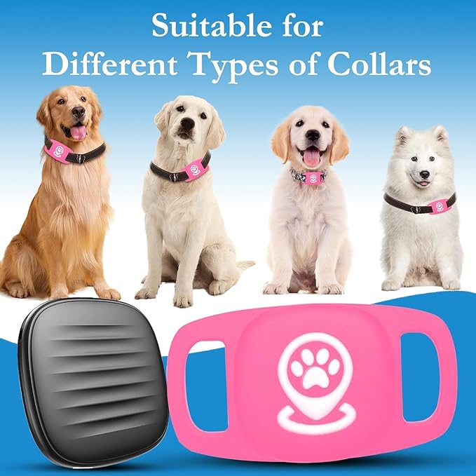 Smart Dog Tracker, Work with Apple Find My, Pet Tracking Tag with Enhanced Monitoring for Reliable Location Tracking, Not a GPS Device (Pink)