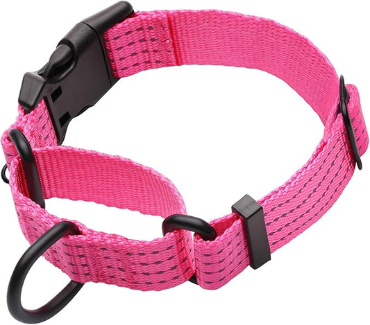Martingale Collar for Training Dogs. Adjustable Reflective Dog Collars with Buckle- NO Pull-Prevents Slipping Out, for Medium Large XL Dogs. Helps with Strong pullers (M, Pink)