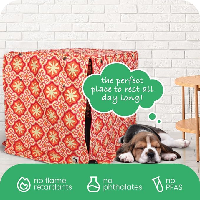 Molly Mutt Papillon Dog Crate Cover, 100% Cotton Canvas Cover with 2 Roll-Up Panels, Ideal for Dog or Cat Crate, Durable, Washable, and Free of Harmful Chemicals, 36" x 24" x 27"