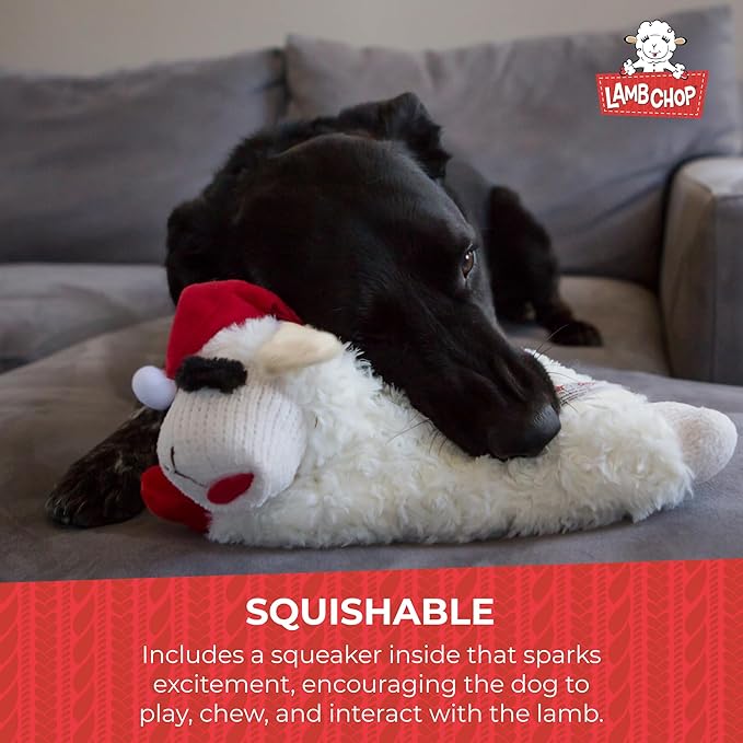 Multipet Lamb Chop Dog Plush Toy w/Easter Bunny Ears - Squeaky Dog Toy for All Dogs - Extra Soft Plush Dog Toy - Stuffed Animal Dog Toy for Cuddling & Playing - Cute Pet Toy (6”, Cream/Pink)