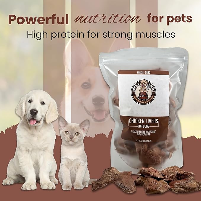Freeze-Dried Raw Chicken Liver Dog Treats - High-Protein, Vitamin A & B12, Iron-Rich Meat Dog Treats - 100% Natural Dog Snacks - 5oz