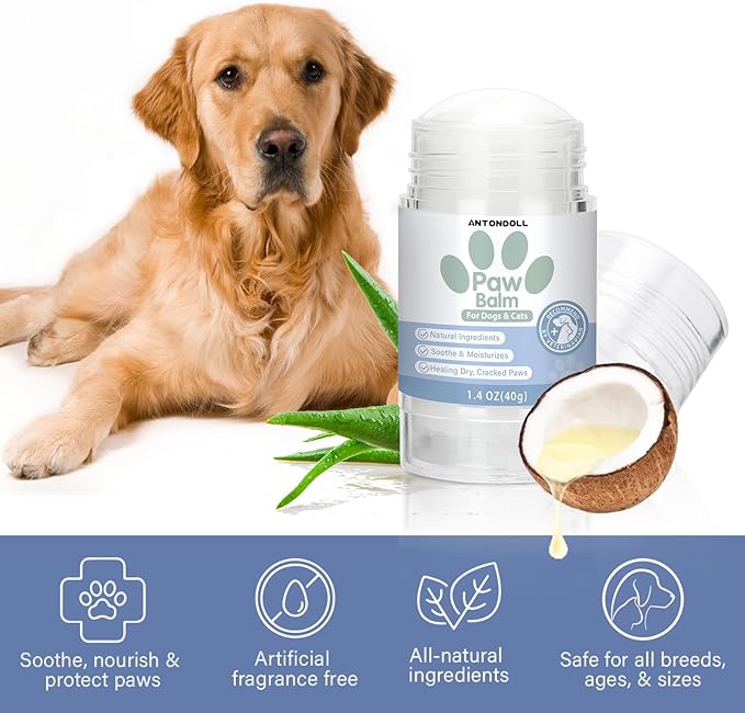 Dog Paw Pad Balm - Natural Lick Safe Cat Dog Paw Balm Soother & Moisturizer for Cracked Dry & Damaged Paws, Nose & Elbows,Dog Nose Balm, Snout Soother for Dogs