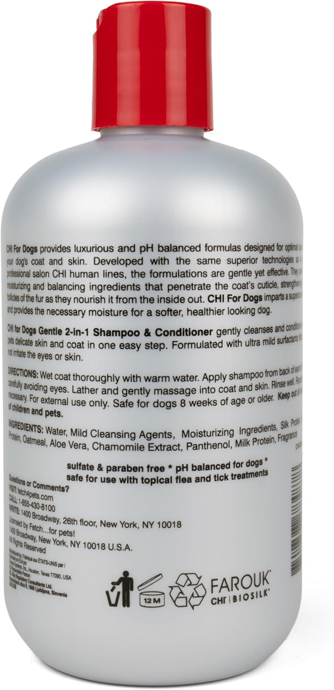 CHI for Dogs Gentle 2-in-1 Shampoo and Conditioner for Dogs, (16 Fl oz) Size