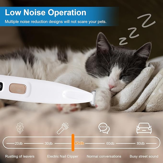 Dog Trimmer, Electric Dog Hair Trimmer with LED Light and LED Display, 18 Mm Widen Blade Pet for Small Dogs Paws Ears Face Rump, Waterproof Rechargeable