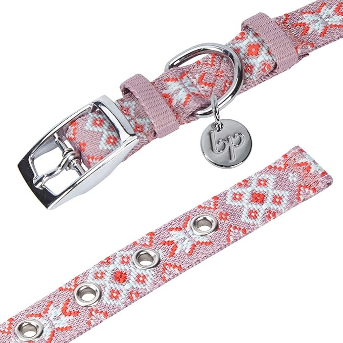 Blueberry Pet 3 Patterns Southwestern Modern Tribal Print Thistle Braided Adjustable Dog Collar with Metal Buckle, Neck 17-20.5", for Large Breed