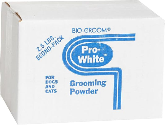 Bio-Groom Pro-White Dog Grooming Powder - Smooth Coat Defense, Dog Bathing Supplies, Puppy Wash, Cat & Dog Grooming Supplies, Cruelty-Free, Made in USA, Dog Powder for Odor - 2.5 lb Box