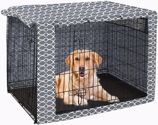 Pethiy Dog Crate Cover Durable Polyester Pet Kennel Cover Universal Fit for Wire Dog Crate - Fits Most 30 inch Dog Crates - Cover only-Gray-30