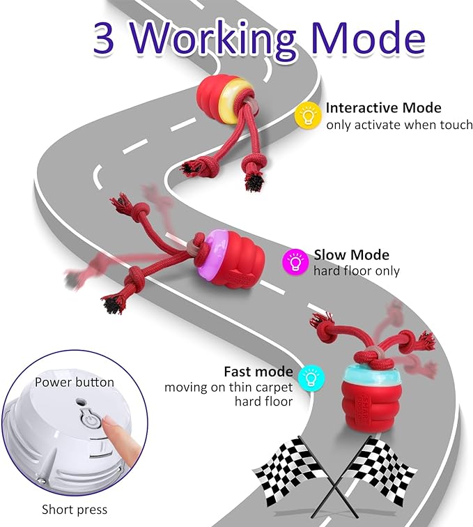 Interactive Dog Toys with Motion Activated, Squeaky Dog Toy Active Rolling Ball Wicked Ball for Daily Training