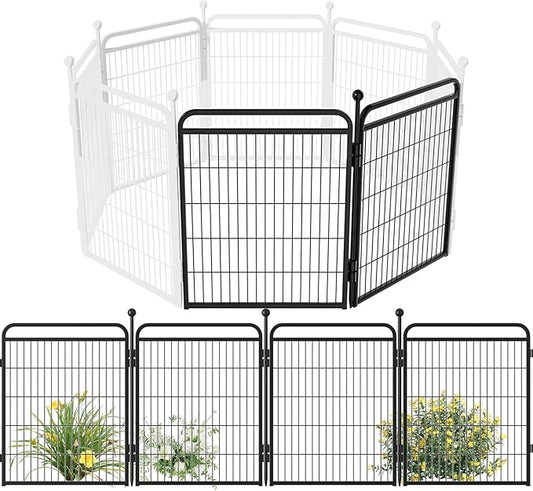 Gardner Pet Dog Playpens, 32" H 2 Add-on Panels for Small/Medium/Large Dogs, Foldable Pet Play Yard Gate Extensions, Pet Playpen, Anti-Rust, Quick Install, Black