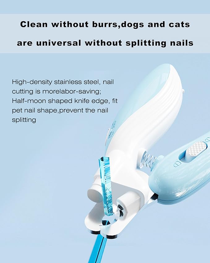 Cat Dog Pet Nail Clippers with Light, Llluminates Cat Dog Nails or Bloodline,Safety Pet Nail Clipper for Dogs, Cats, Rabbits Sharp No Nail Splitting (Pink)