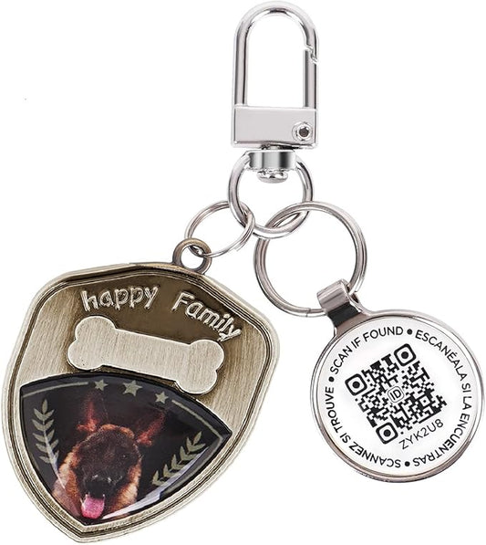 Dog Tags Personalized QR Code Dog Tags, Retro Brass Personalized Pet ID Tags Modifiable Pet Online Profile, (German Shepherd-1)