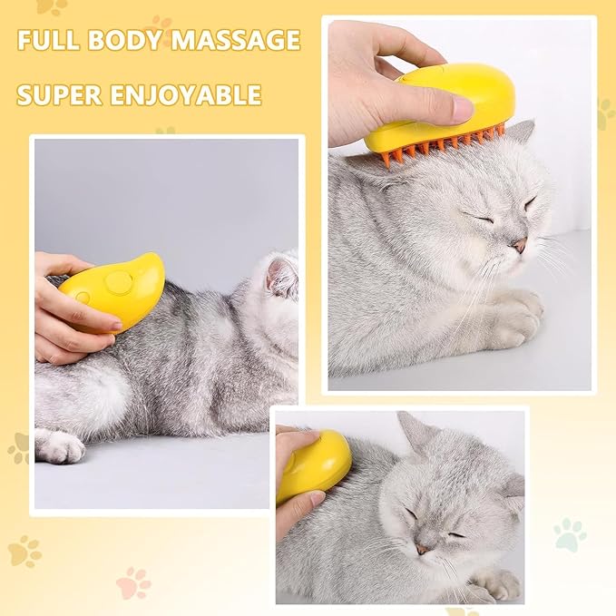 Cat Steam 3-in-1 Multifunctional Silicone Brush - Grooming Tool for Removing Tangles and Loose Hair from Cats, Dogs, and Pets - Massager with Steam Function