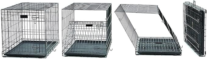 MidWest Homes for Pets Medium Dog Crate | Midwest Life Stages 30' Folding Metal Divider Panel,Floor Protecting Feet,Plastic Tray 30L x 19W 21H Inches,Breed