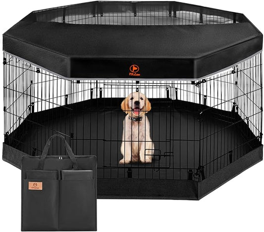 PJYuCien Puppy Playpen Indoor - 8 Panels 24”H Dog Playpen with Storage Bag, Bottom and Top, Better for Small Pets