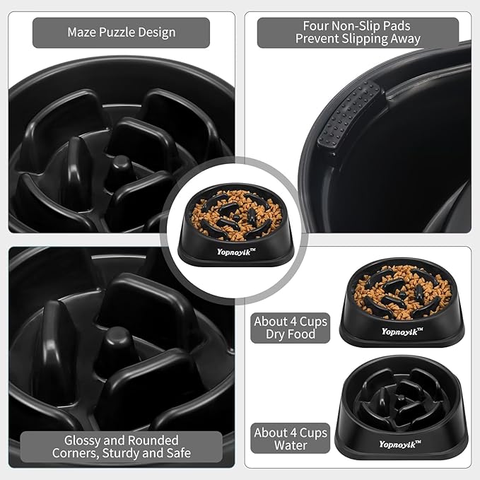 Slow Feeder Dog Bowls for Healthy Eating, Non-Slip and Anti-Choking Design, Reduces Bloating & Overeating for Large Dogs, Easy to Clean