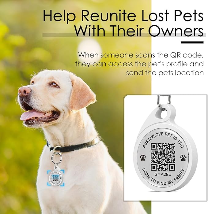 QR Code Dog Tag, Smart ID Tags, Dog Tags Personalized Lightweight Silent ID Tag for Kids Pets Bags Keys, Pack of 7