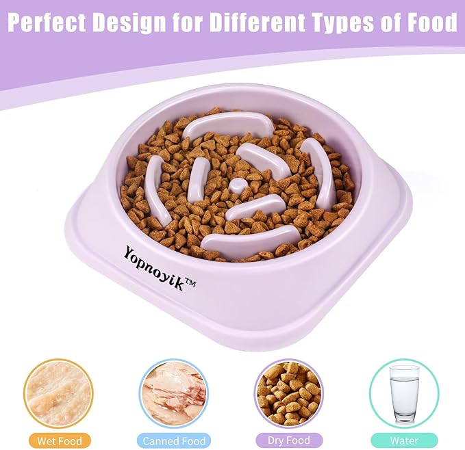 2 Pack Slow Feeder Dog Bowls for Healthy Eating, Non-Slip and Anti-Choking Design, Reduces Bloating & Overeating for Small & Medium Dogs and Cats, Easy to Clean