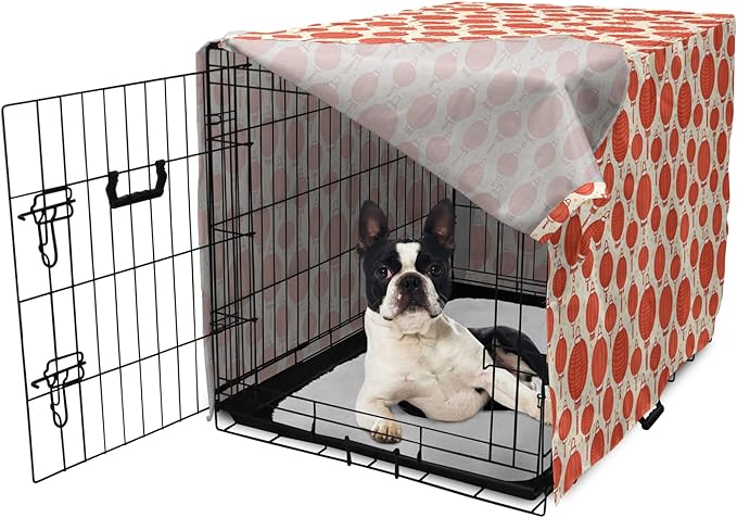 Lunarable Oriental Dog Crate Cover, Folk Lamps Cartoon Style Cheerful Pattern with Chinese Ethnicity, Easy to Use Pet Kennel Cover for Small Dogs Puppies Kittens, 22 Inch, Pale Yellow and Vermilion