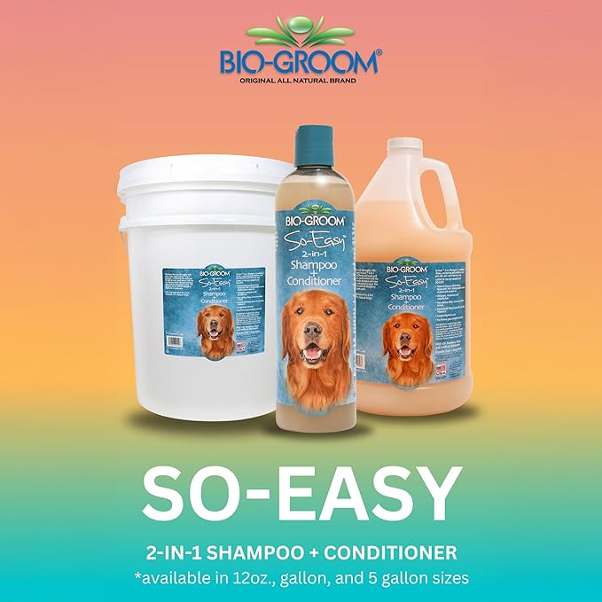Bio-Groom So Easy 2 in 1 Shampoo & Conditioner - Dog & Puppy Shampoo and Conditioner, Detangling Dog Wash for Grooming, Soap Free, 12:1 Concentration - Refreshing Fruit Scent, 12 fl oz