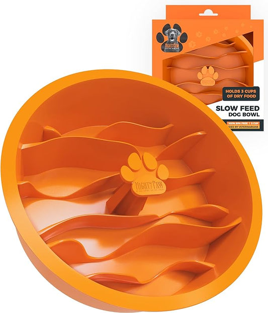 Mighty Paw Slow Feeder Dog Bowls | Interactive Dog Bow Insert - Silicone Puzzle Feeder Insert - Medium for All Sized Breeds (7" x 2")