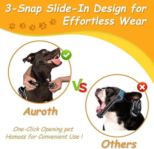 AUROTH Dog Harness for Large Dogs, Dog Vest Harness Large Size Dog, Large Dog Harness, No Pull Dog Harness for Large Dogs with Handle, XL Dog Harness, Army Yellow XL
