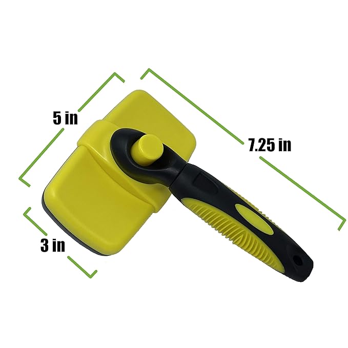 BarxBuddy Self Cleaning Slicker Brush for Dogs & Cats (Smooth & Gentle Bristles) Perfect Deshedding Tool For Long & Short Haired Dogs, Cats, Rabbits, and Other Pets Yellow