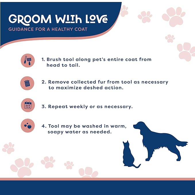 Good Scout Pet Hair Rake with Single Row Rotating Pins, Best Deshedding Tool for Dogs & Cats, Gentle, Safe & Effective Grooming Tool for Short or Long Haired Animals