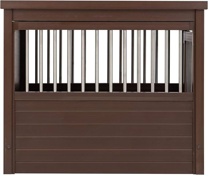 New Age Pet® ECOFLEX® Dog Crate End Table - Medium, Russet Brown, Durable Wood-Plastic Composite with Stainless Steel Latch, Easy Assembly, Fits Dogs Up to 50lbs, Compatible with Inn Place Cushion